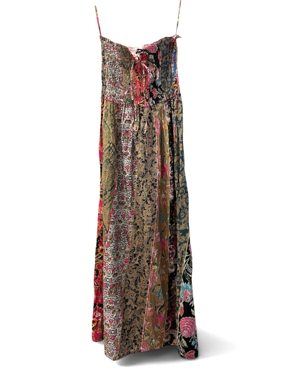 NWOT Club Z Collection Boho Patchwork Smocked Maxi Dress Floral Sundress OS